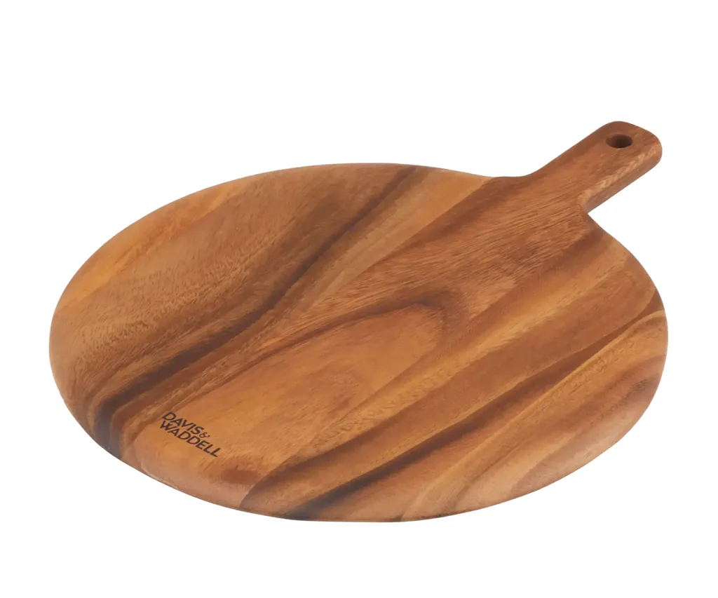 a round wooden chopping board