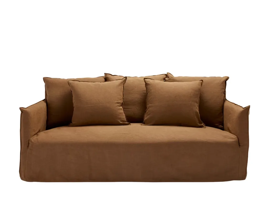 A brown linen sofa from James Lane