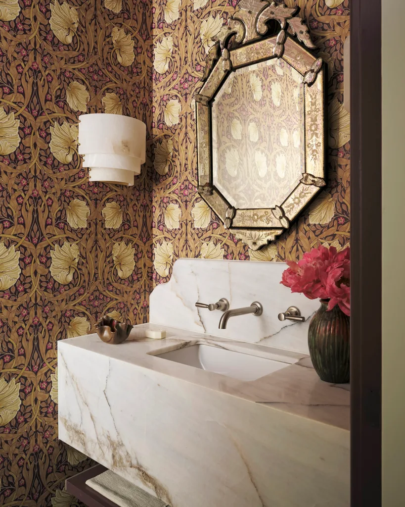 Wallpaper in a powder room