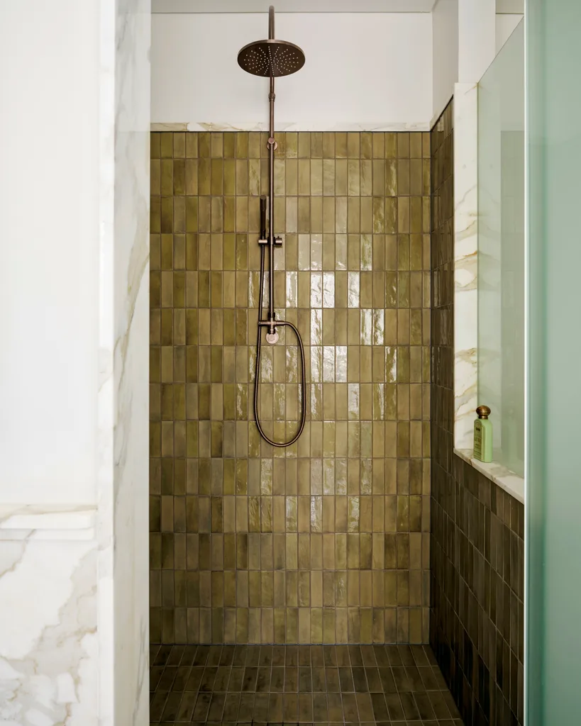 A tiled shower