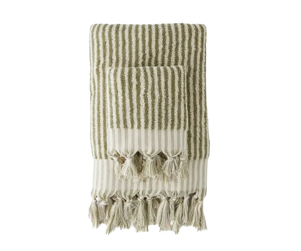 A striped hand towel
