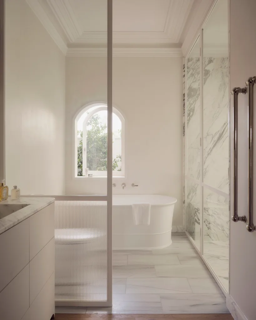 The marble ensuite in Dina Broadhurst's Sydney home
