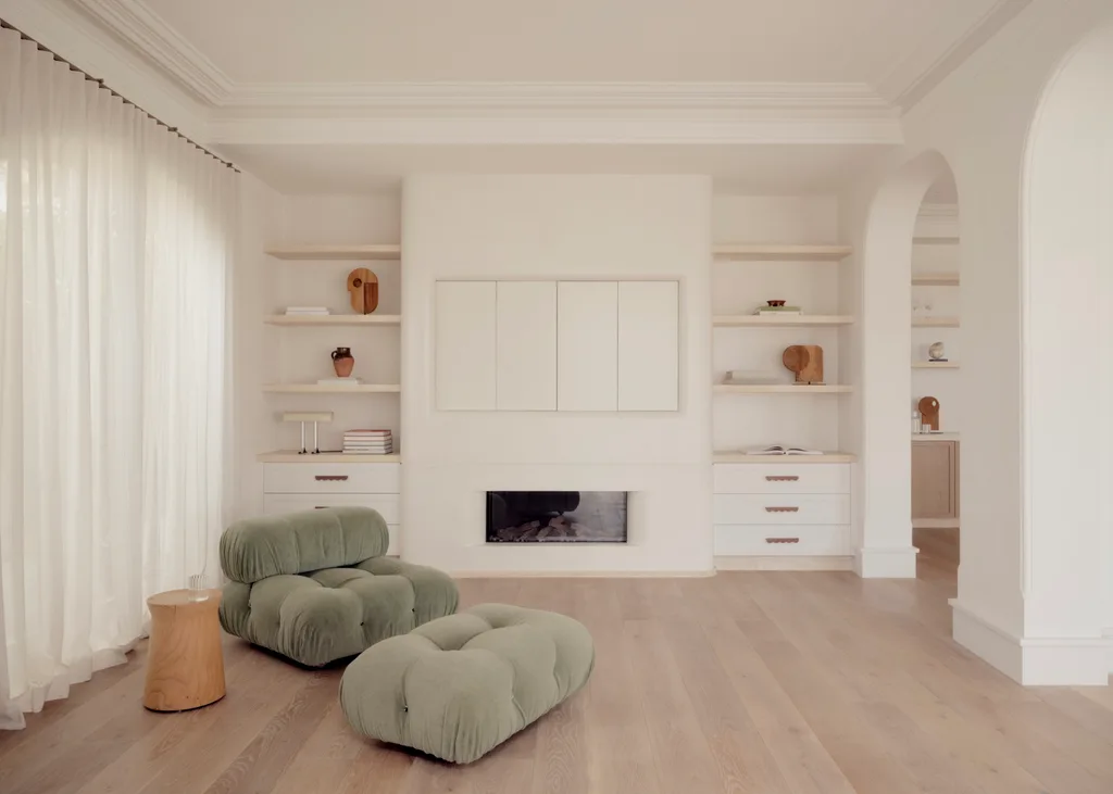 The neutral living room in Dina Broadhurst's Sydney home