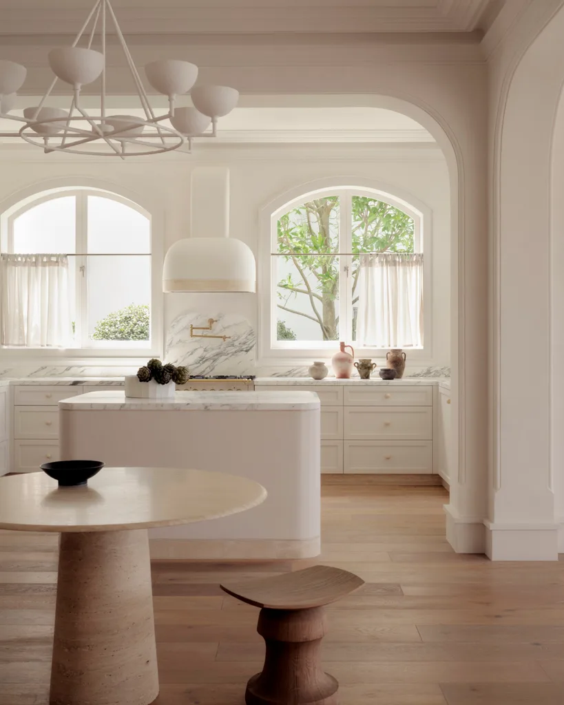 The neutral kitchen in Dina Broadhurst's Sydney home