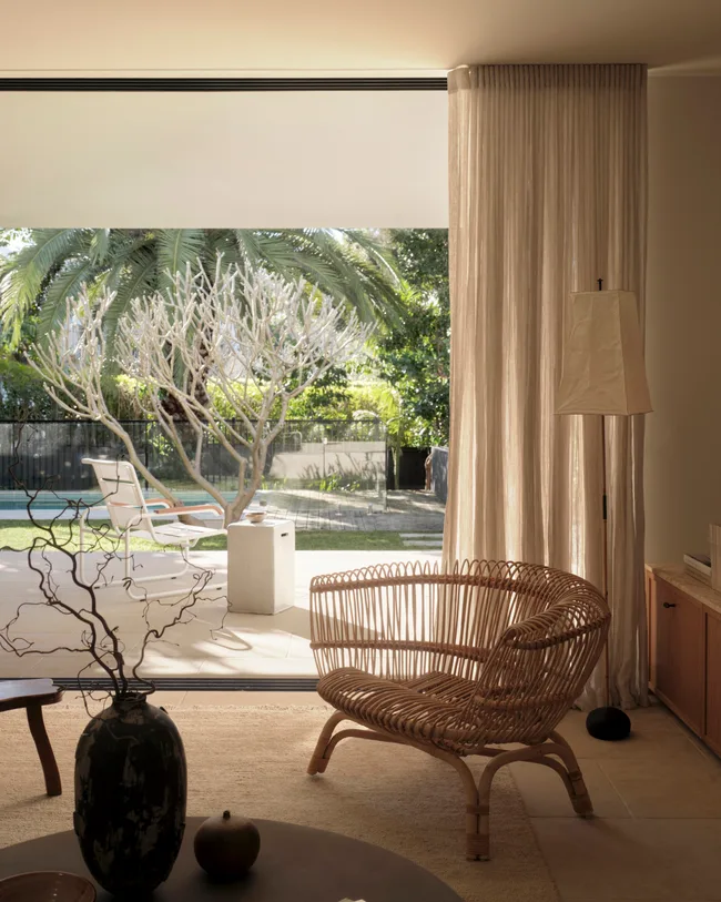 A neutral contemporary armchair