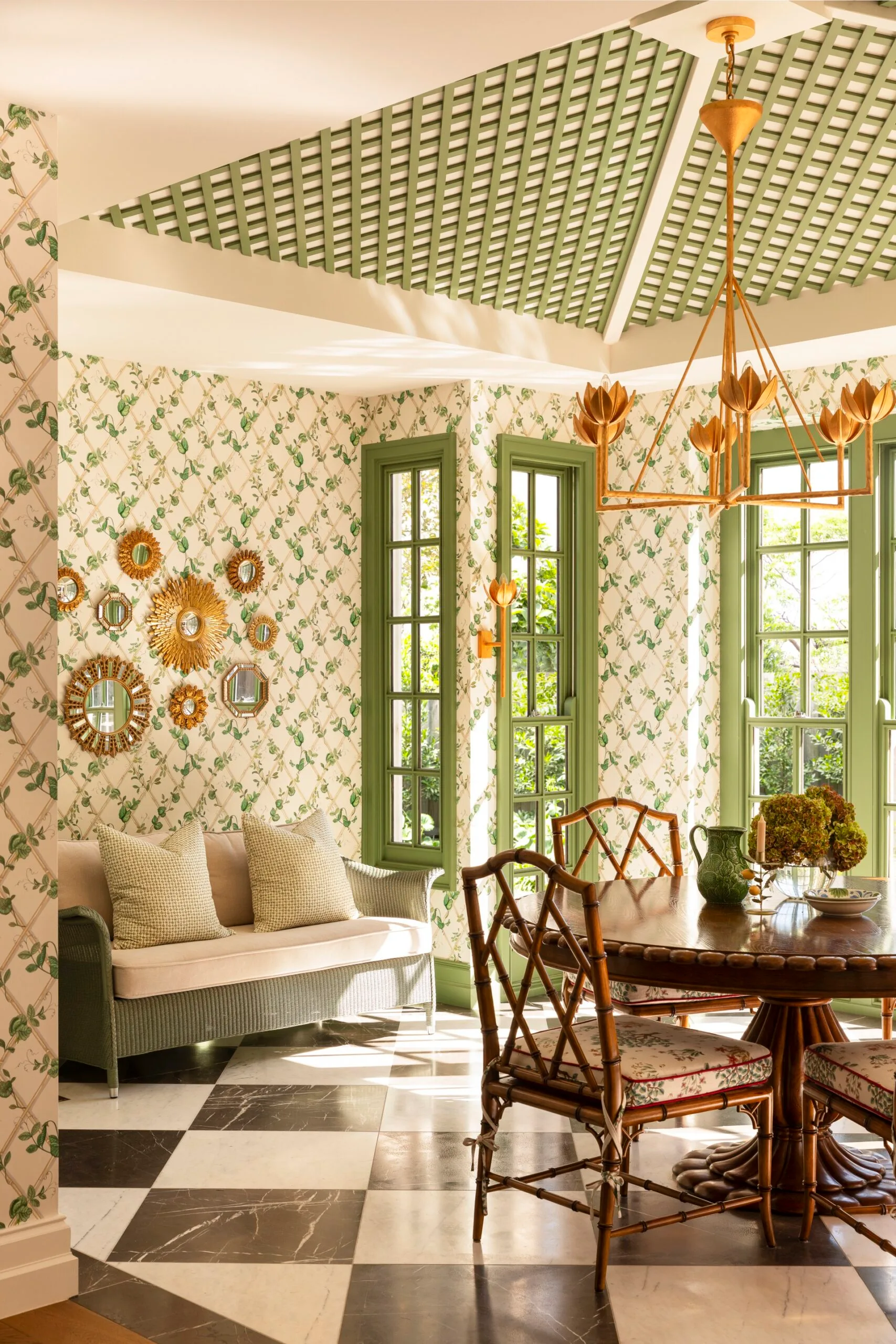 Green farmhouse interiors