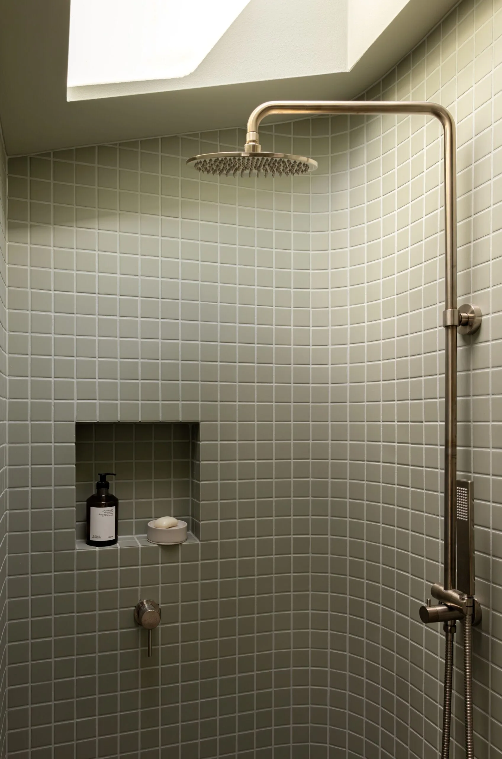 Green tiled shower