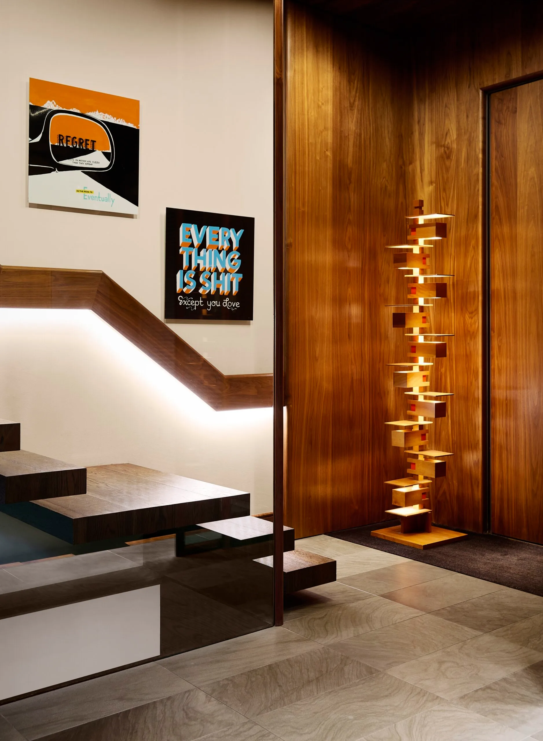 A timber floating staircase