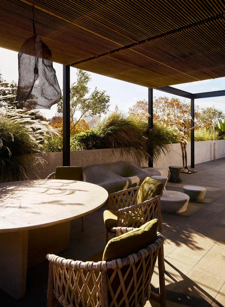 A concrete outdoor entertaining area