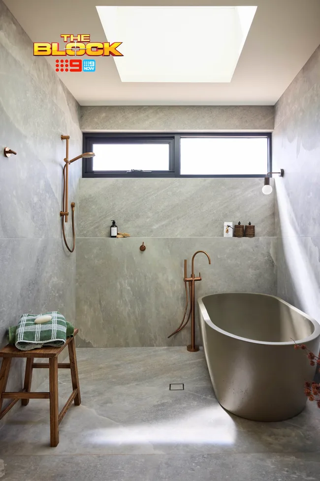 Sonny and Alicia's bathroom with a freestanding tub