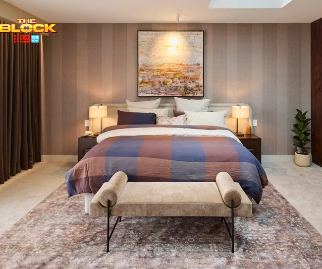 Sonny and Alicia's main bedroom on The Block