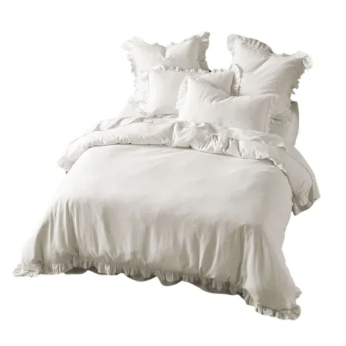 White ruffled bedding