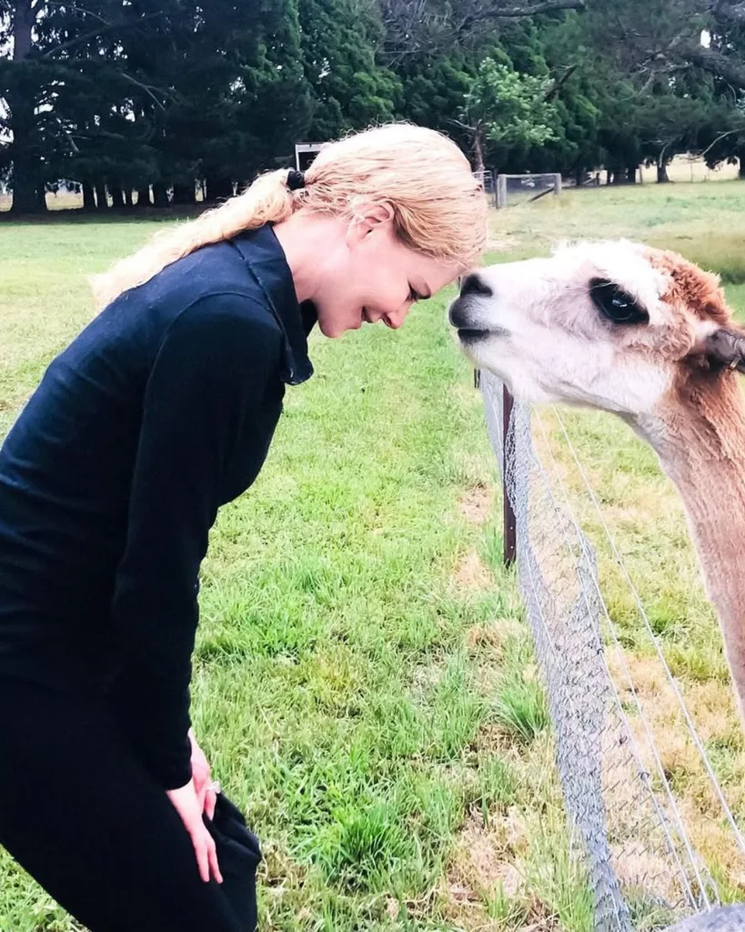 Nicole Kidman at home in the Southern Highlands with her alpaca.