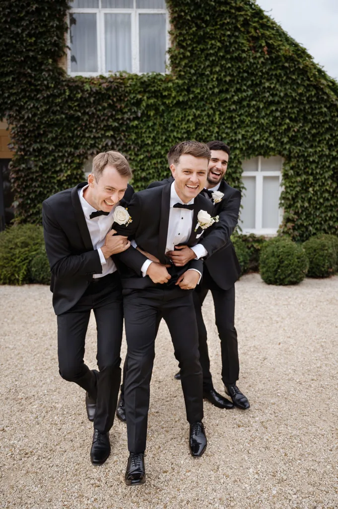A groom and his groomsmen before the ceremony