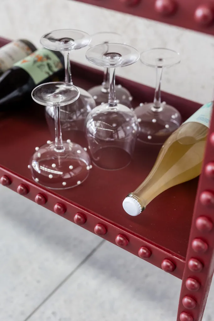 Mark cart with drinks and glasses