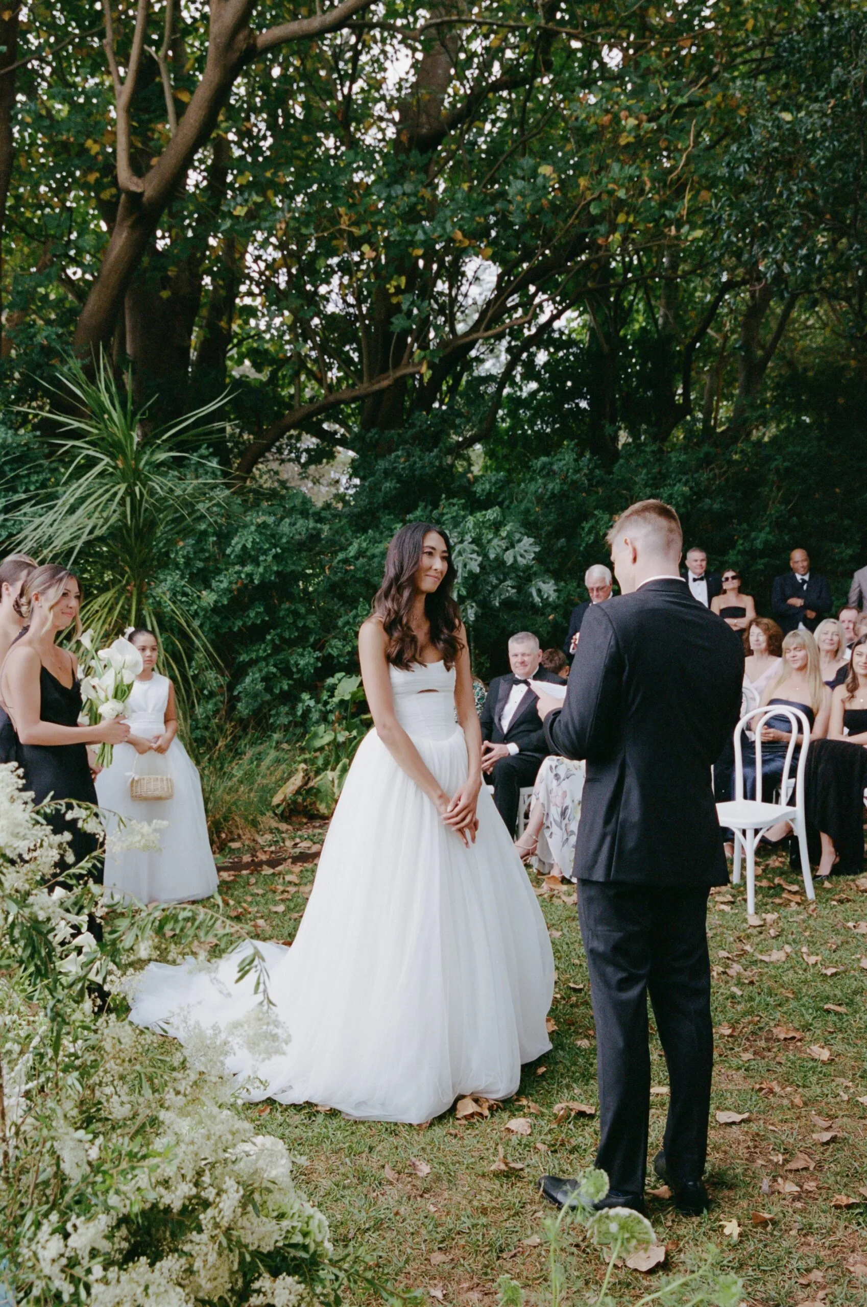 A couple's outdoor wedding ceremony