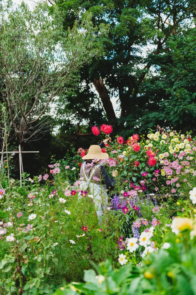 Suzy tending to her flourishing garden at Rainham