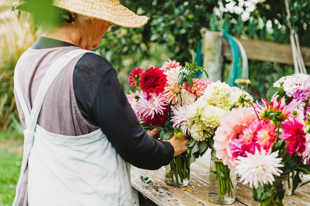 Suzy arranging floral arrangements at Rainham