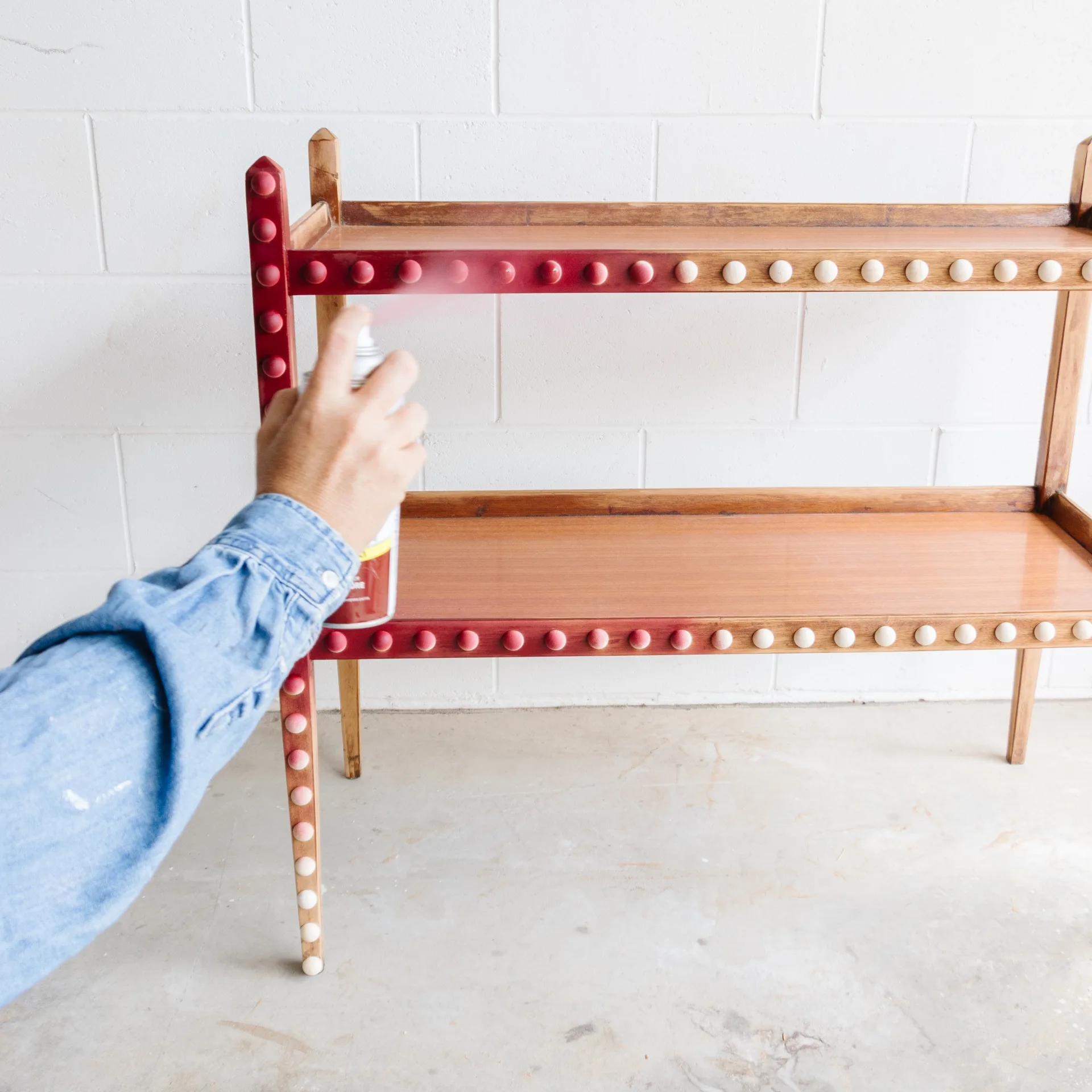 Spray painting a DIY bar cart