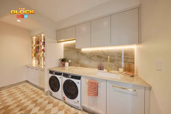 Han and Can back of house The Block laundry