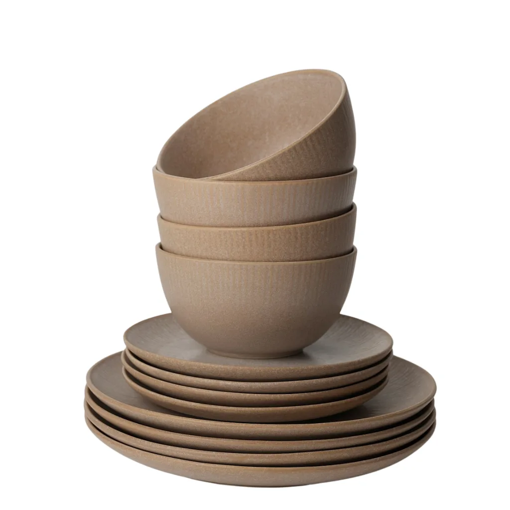 Milton Taupe Stoneware 12pc dinnerset