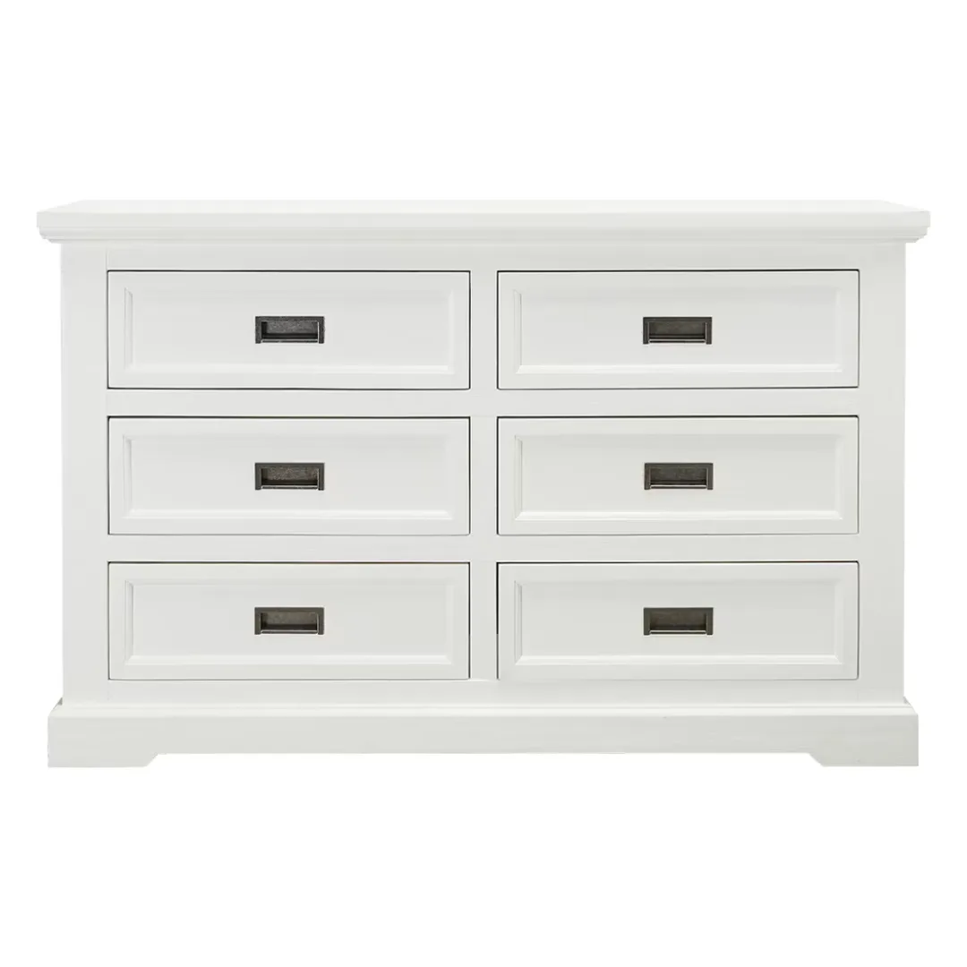 Aspen Dresser Brushed White - 6 Drawer James Lane