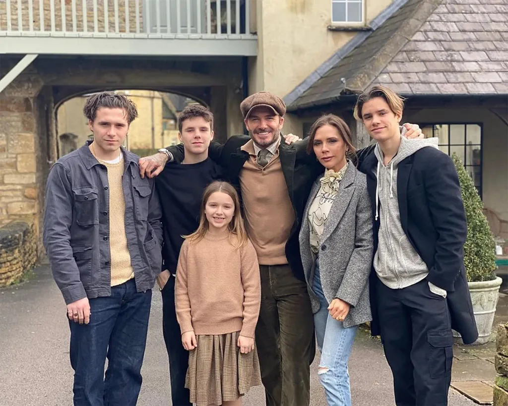 The Beckham family outside of their Cotswolds estate