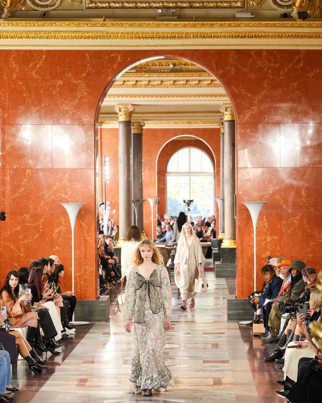 A model walks the runway during the Louis Vuitton Spring Summer 2026 show during Paris Fashion Week. 