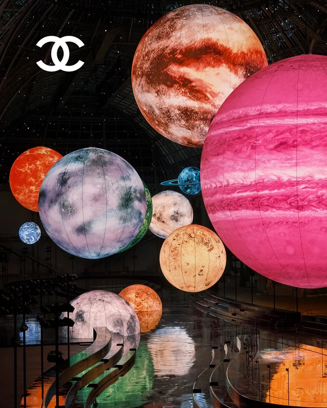 Chanel Spring Summer 2026 fashion week set design planets