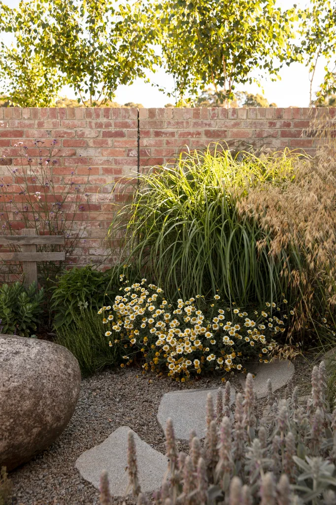 A gravel pathway with stepping stones