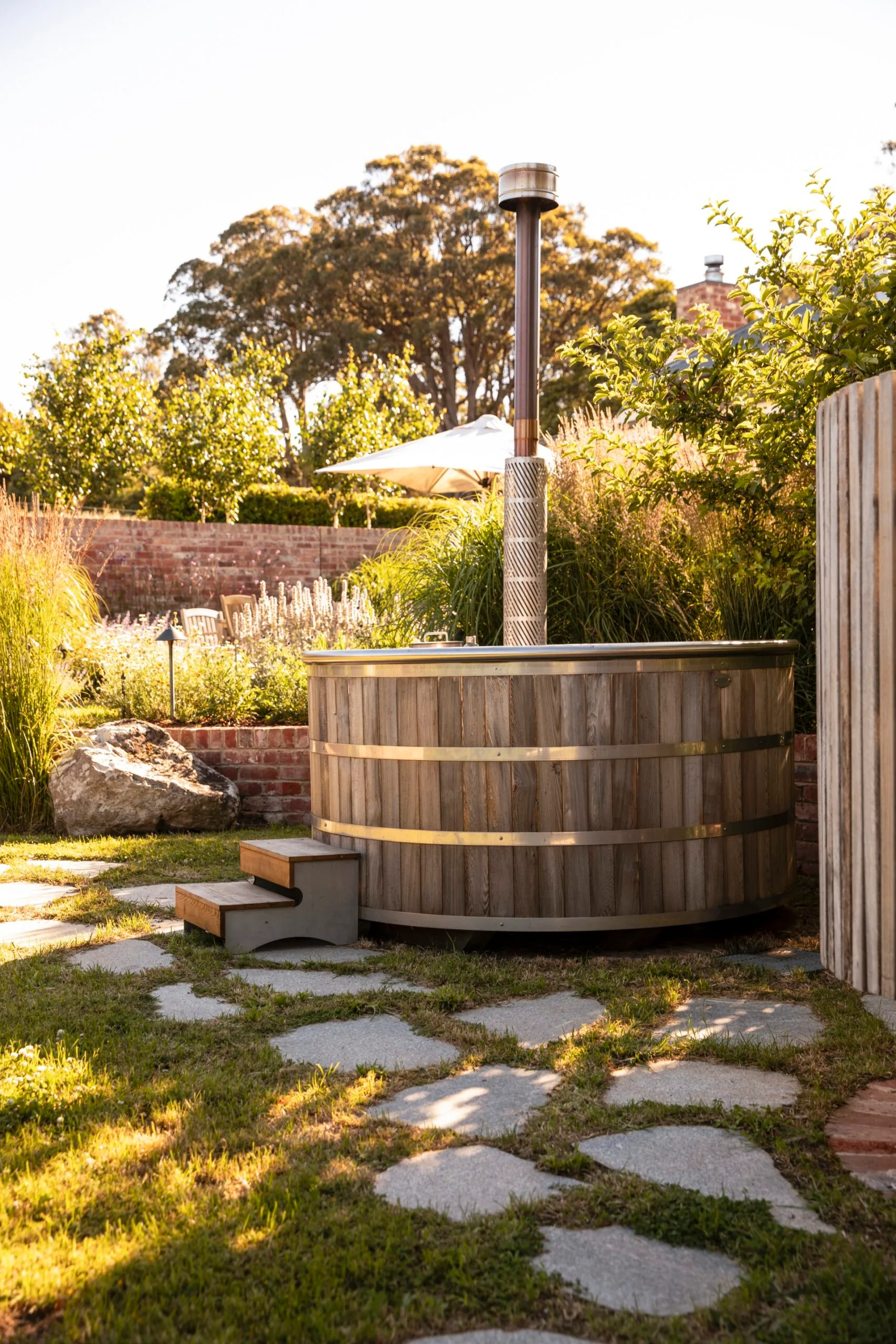A wood-fired hot tub