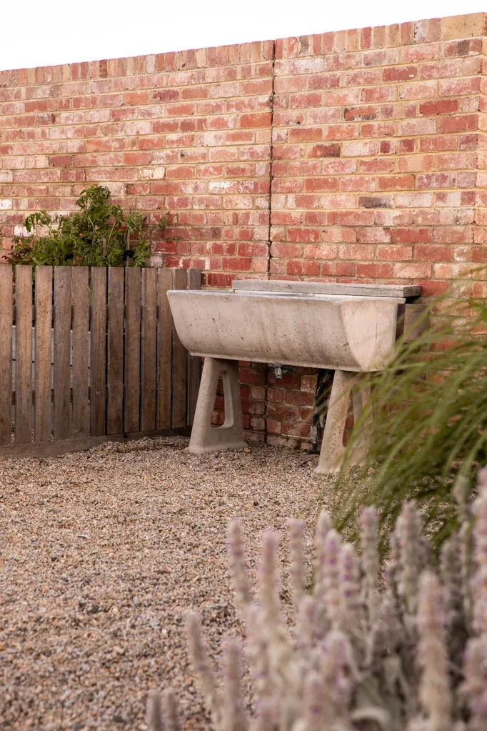 A concrete basin in a garden