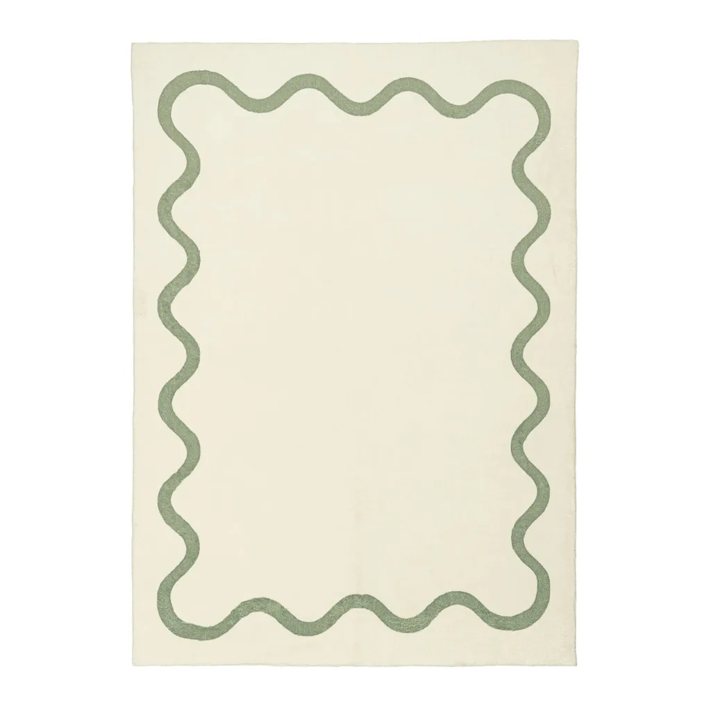 Jamie Green Wiggle Bordered Washable Rug from Miss Amara