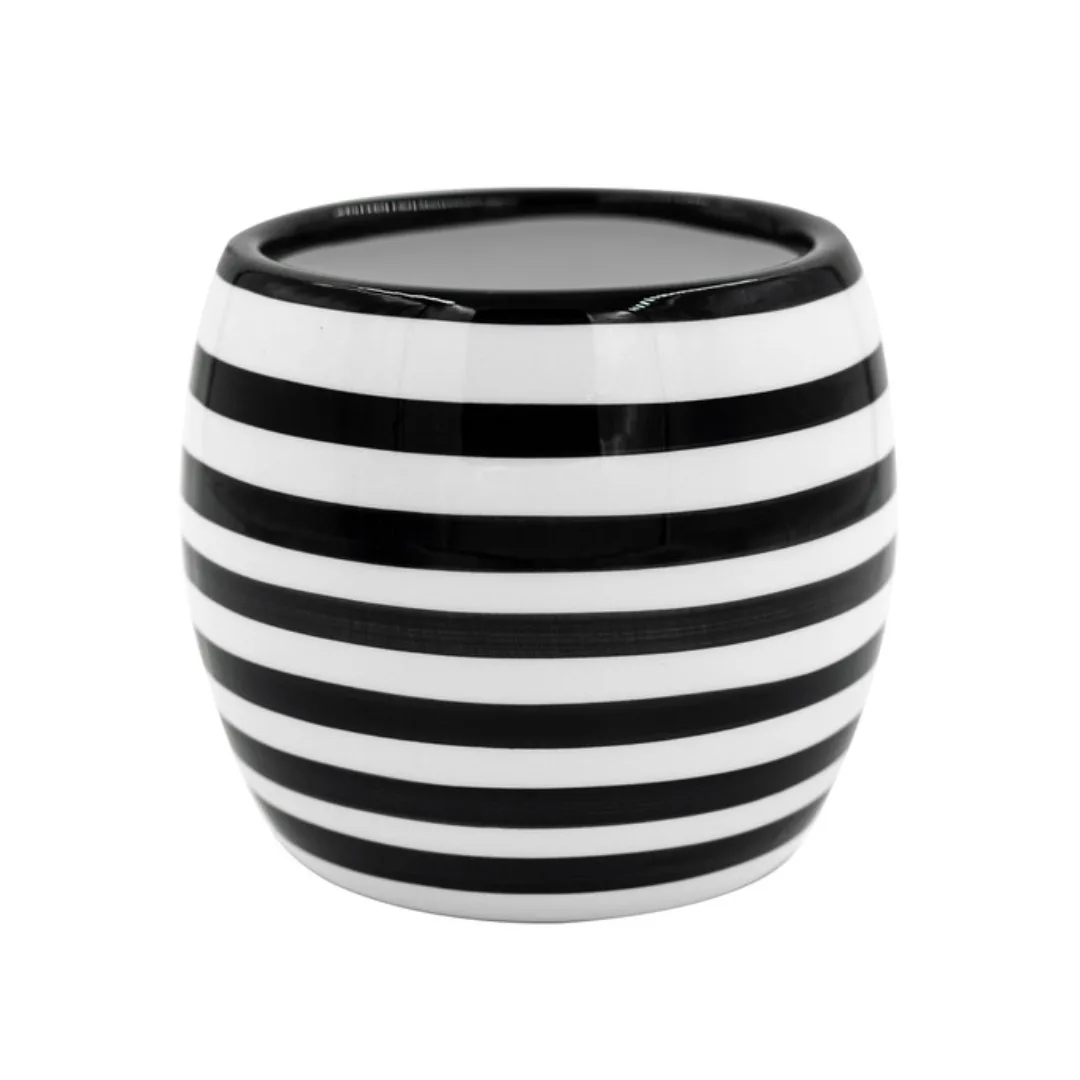 A striped plant pot