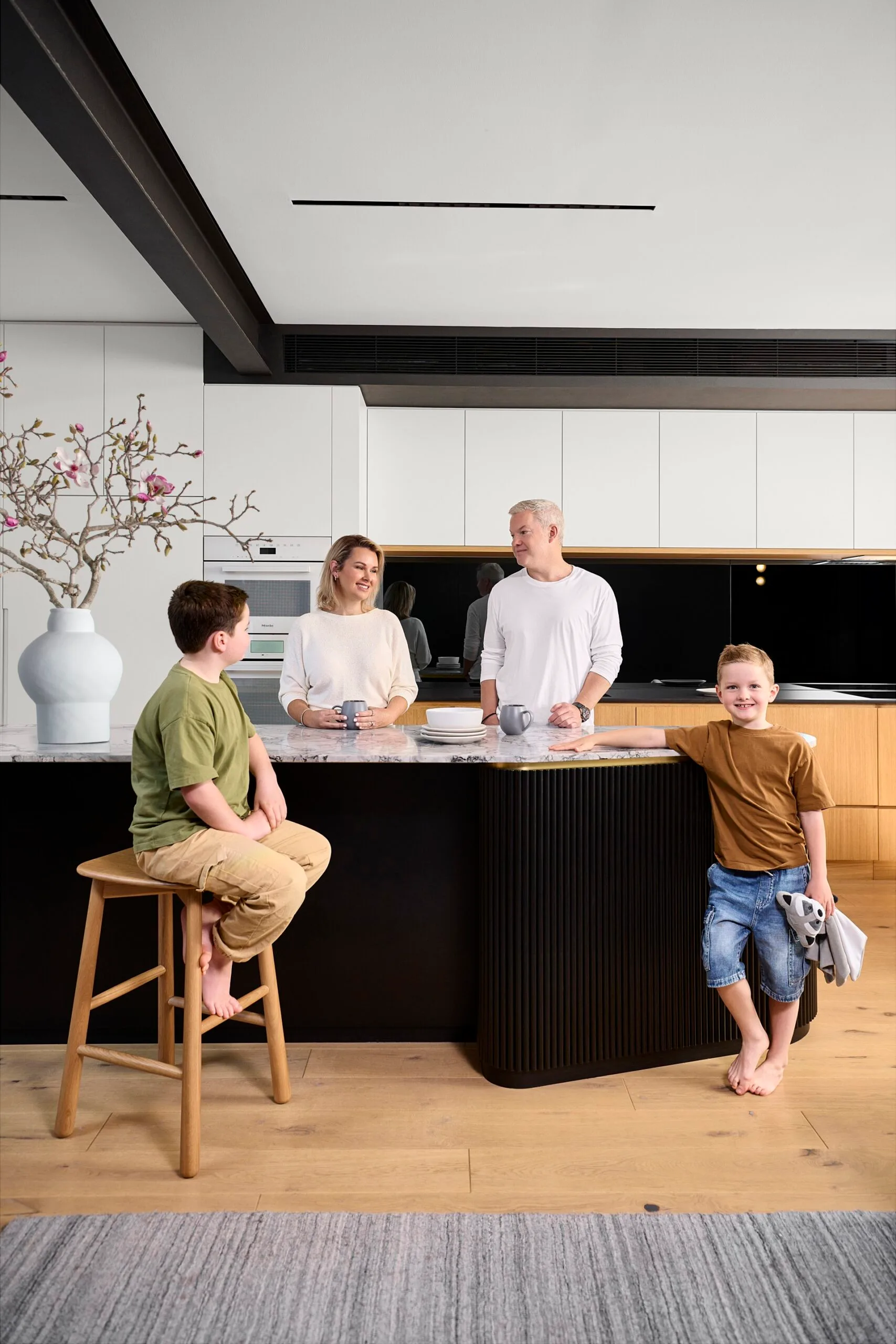 Black kitchen interior
