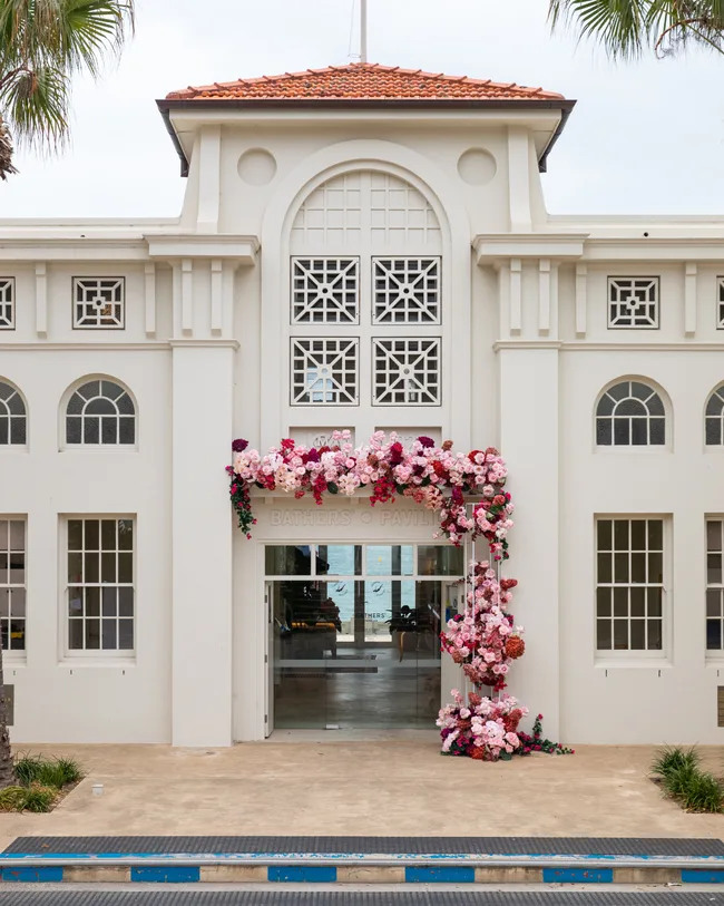 The white facade of Bather's Pavilion in Balmoral