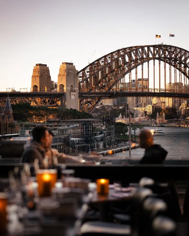 The view off the harbour bridge from Cafe Sydney