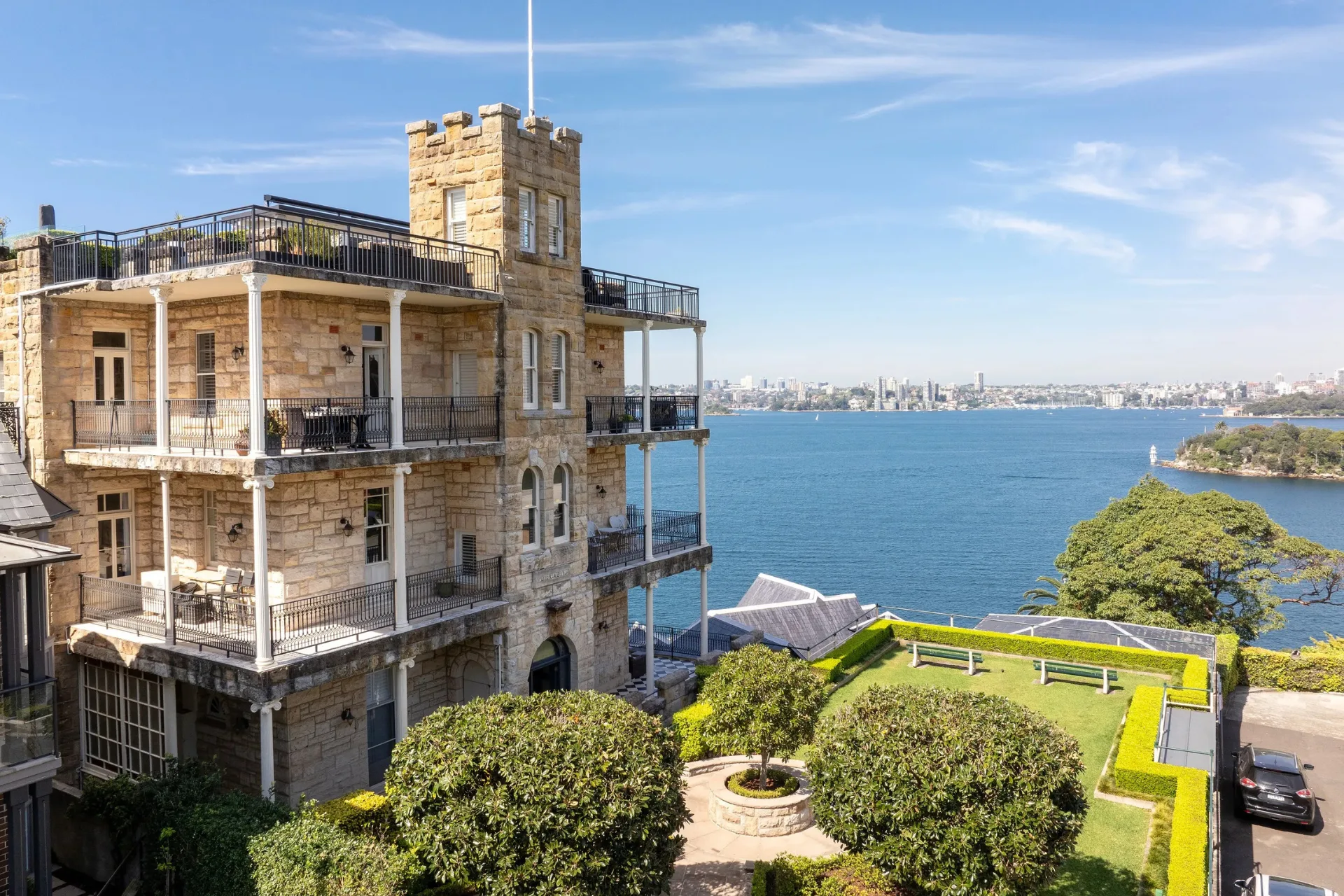 The sandstone exterior of Lisa Wilkinson's apartment building