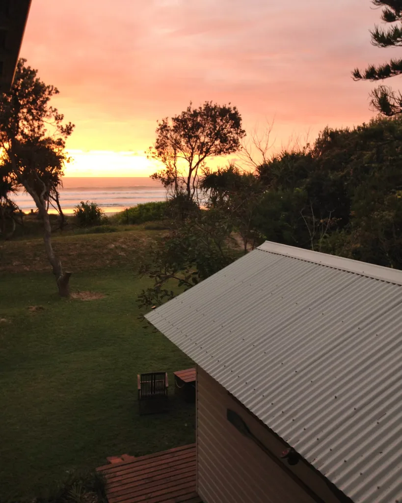 A boathouse positioned overlooking the ocean in North Byron