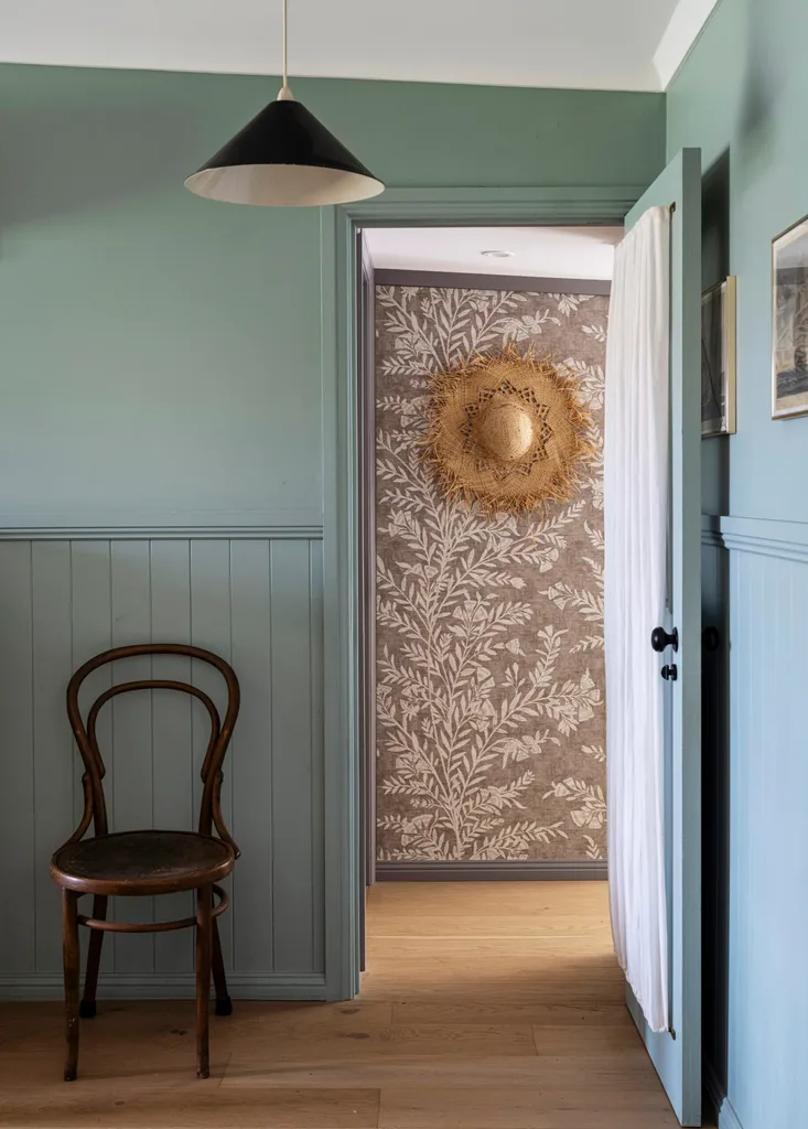 Decorative wallpaper through an entryway