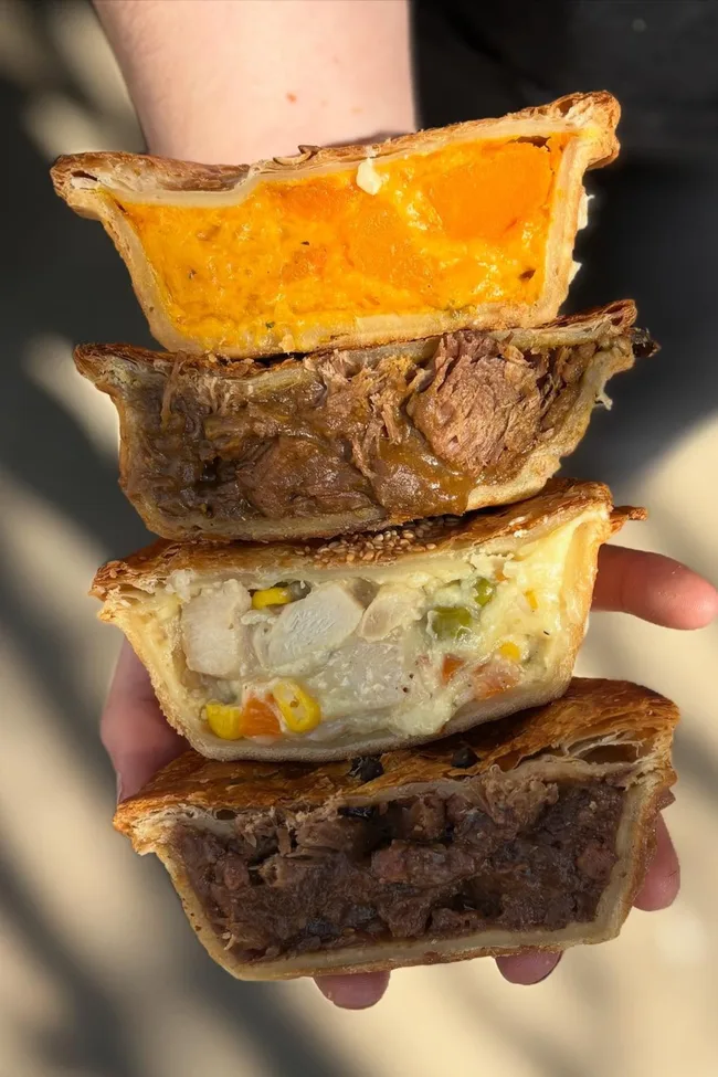 A stack of pies from Gum Tree Pies