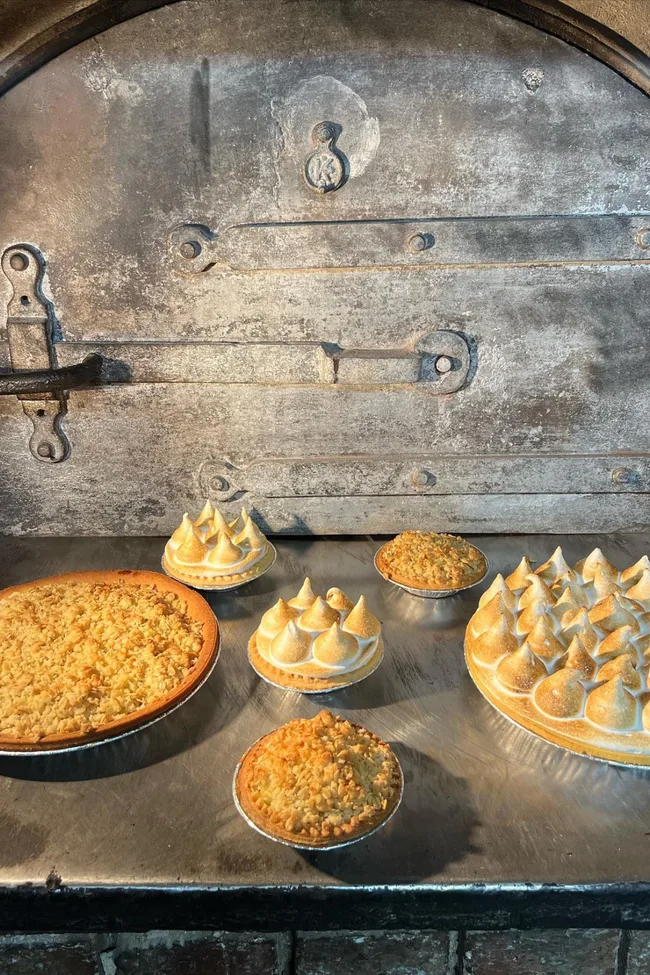 A selection of pies outside an old Scotch oven