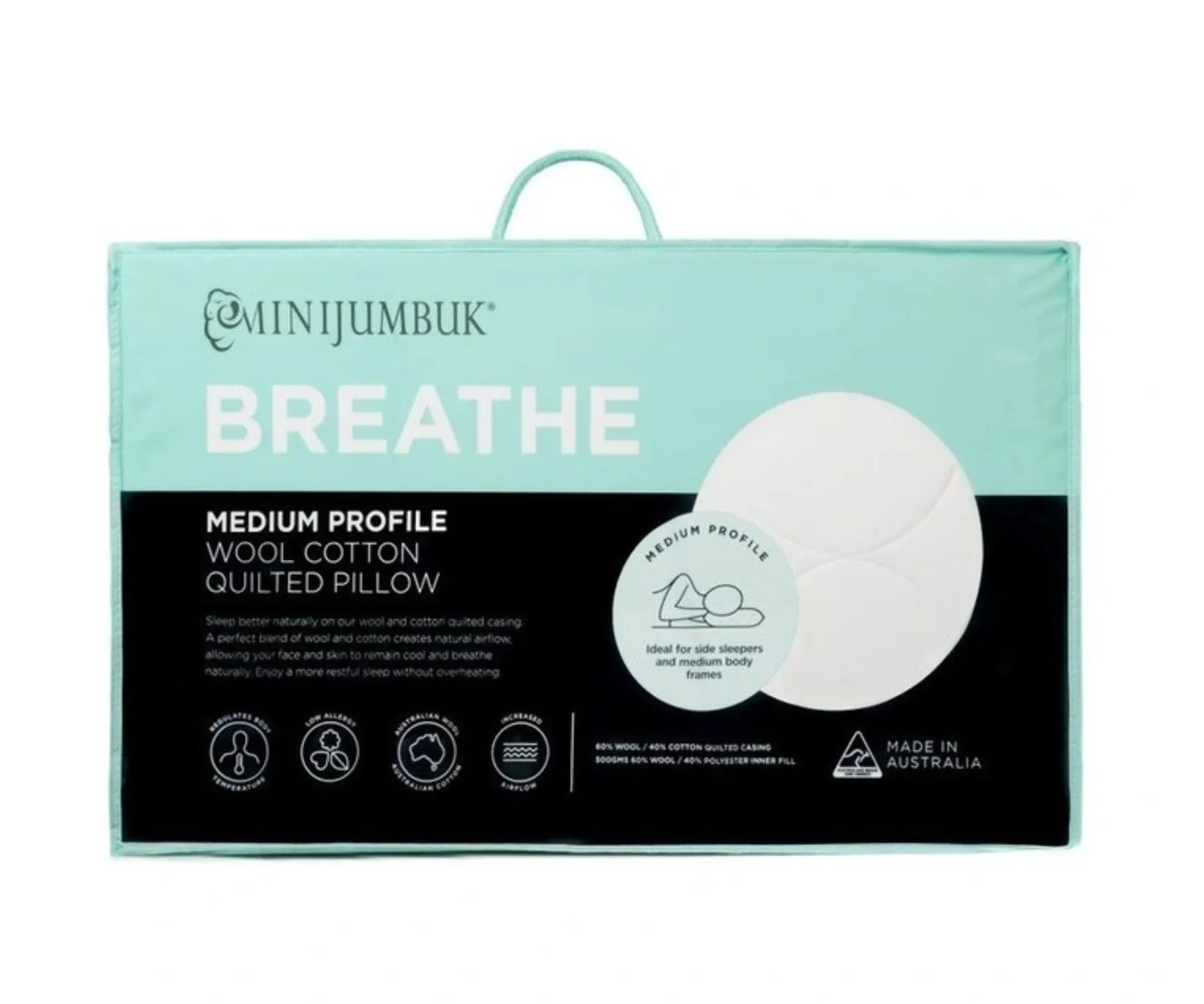 MiniJumbuk Breathe Wool Cotton Quilted Pillow