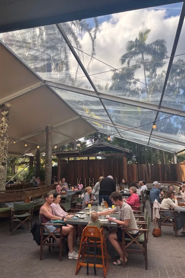 An outdoor dining area at Kin Kin pub