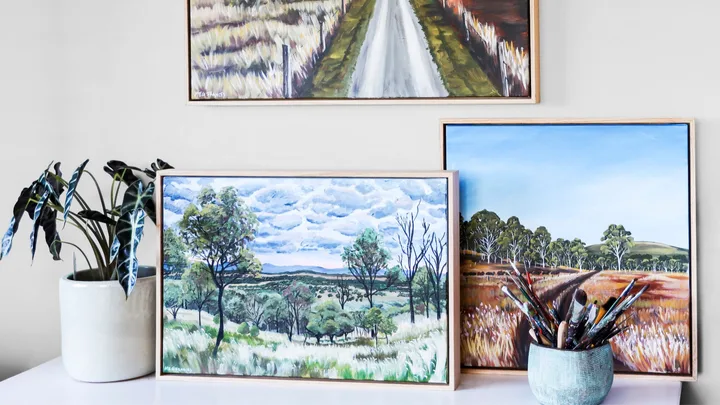 A trio of paintings by Meg Frances