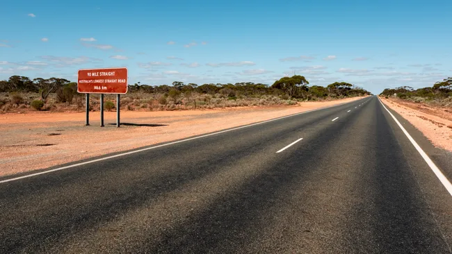 Longest straight road in Australia