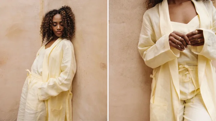 Nimes Lemon Robe from Linen House