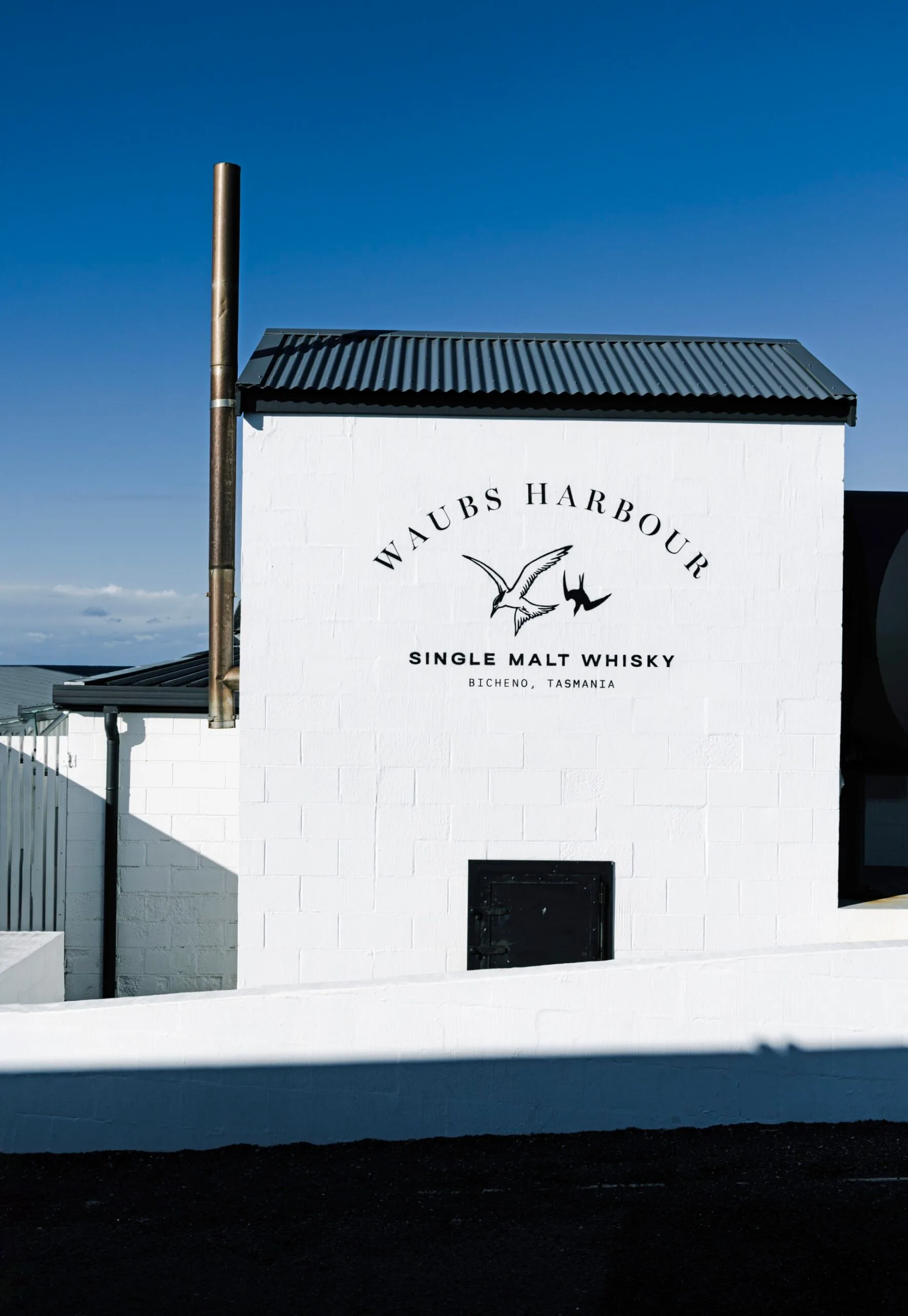 The white brick exterior of Waubs Harbour