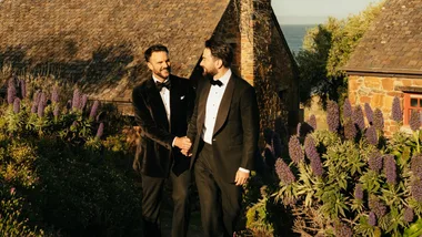 Jono and Ryan on their wedding day in Tasmania