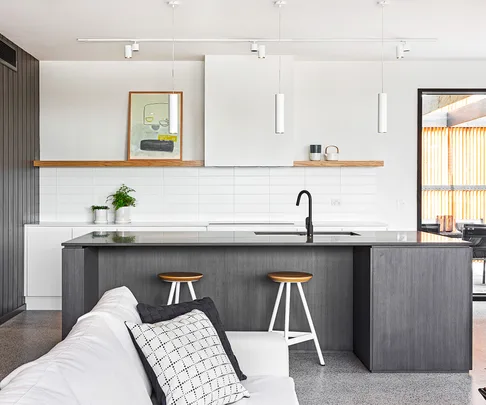 Contemporary concrete beach kitchen